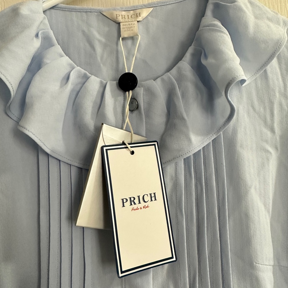 Prich Light Blue Ruffled Blouse